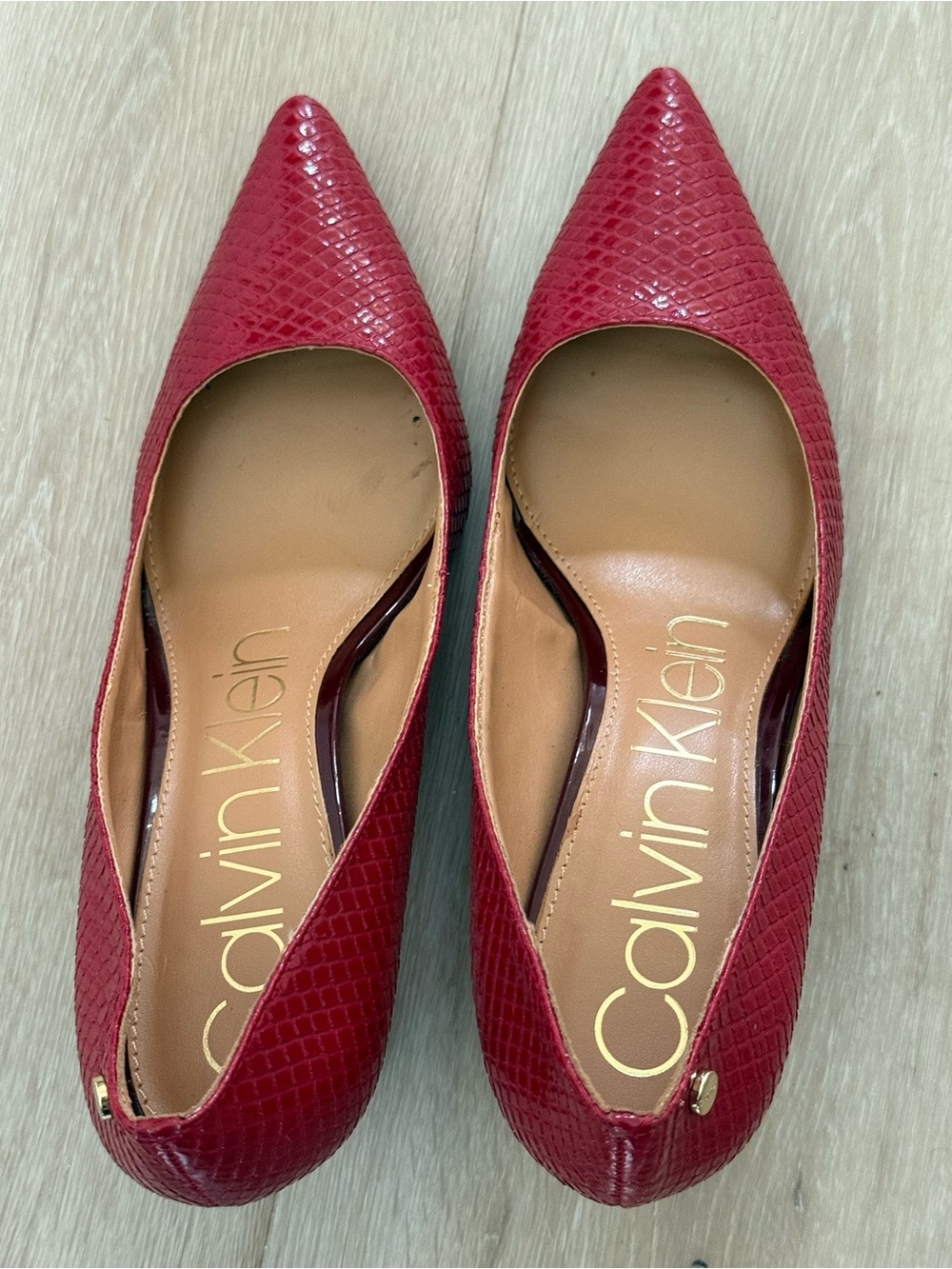 Calvin Klein Wine-Red Pointed Toe Pumps